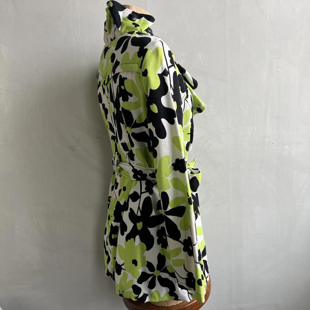 Joseph Ribkoff Women’s Floral Ruffle Jacket Coat Size 12 Green Black Y2K Artsy - Picture 4 of 15